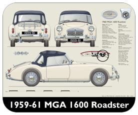MGA 1600 Roadster (disc wheels) 1959-61 Place Mat, Small